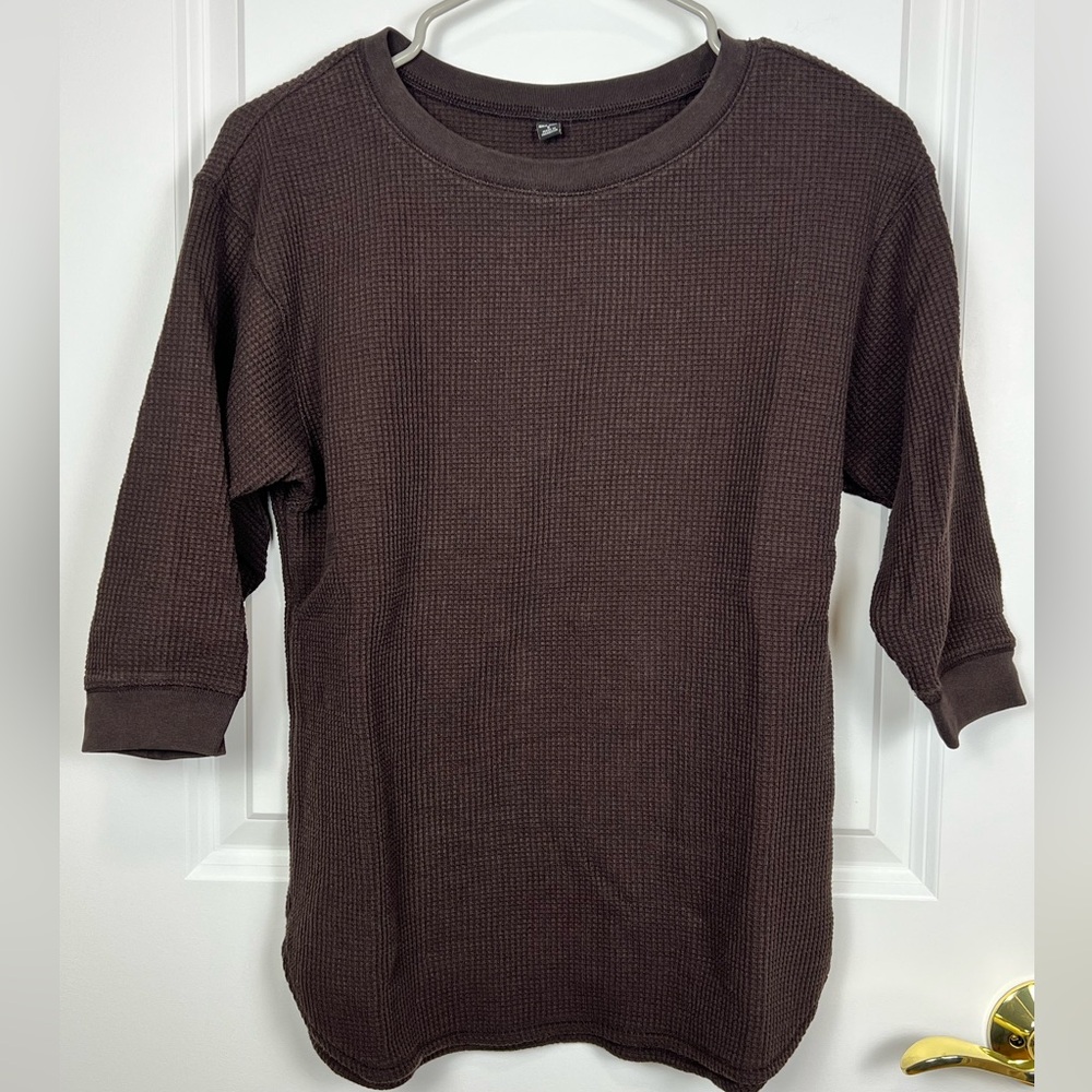 Uniqlo Dark Brown Waffle Knit Top